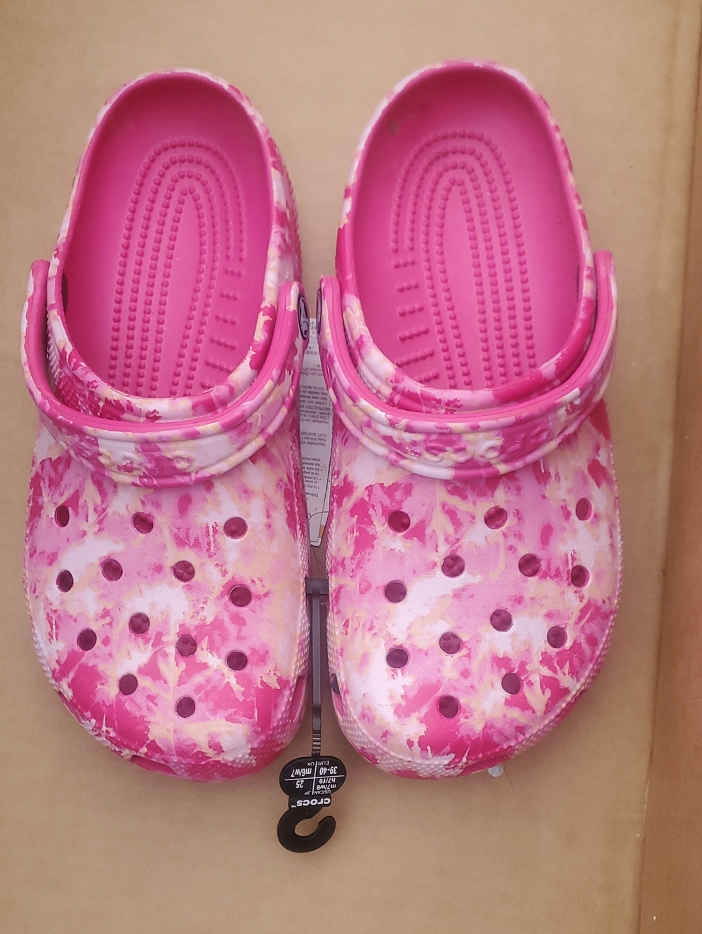 Womens Pink Tie-Dye Clog Shoes